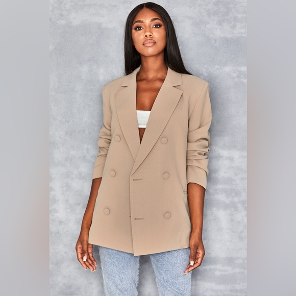 Mistress Rocks 'BUSINESS AS USUAL' Camel Oversized Blazer - Picture 2 of 14